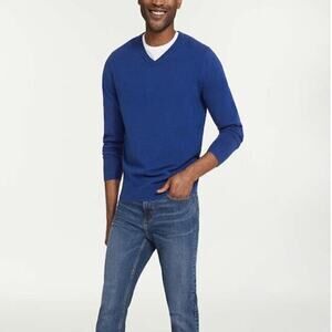 NWT Joe Fresh Mens Blue V-Neck Long Sleeve Pullover Sweater Size Large